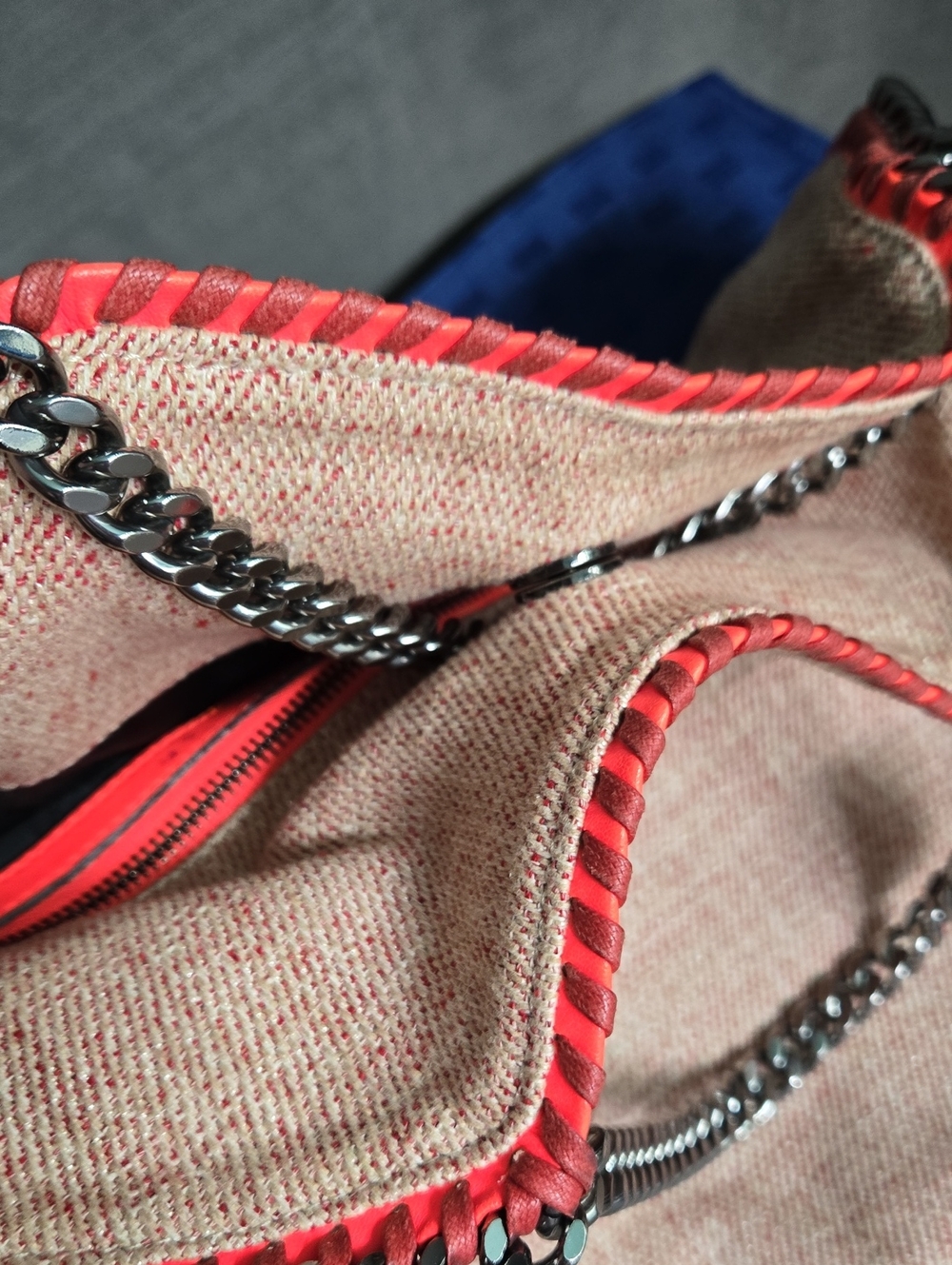 Stella McCartney Large Falabella Pink Tweed Tote with Gunmetal Chain Trim - Picture 16 of 16